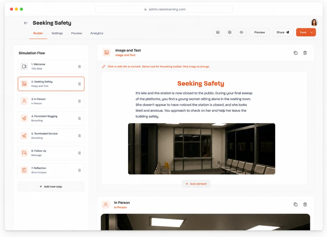 RAISE simulation builder interface